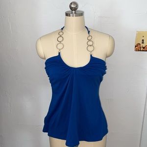 Y2K blue halter chain link top